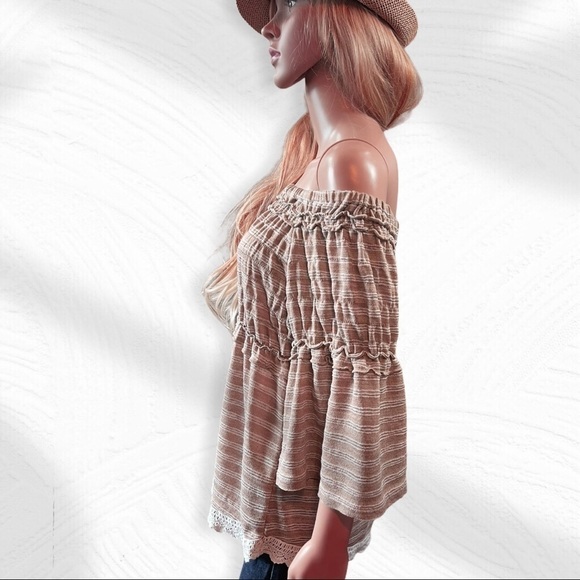 MAURICES stripe smocked off the shoulder top - Picture 4 of 9